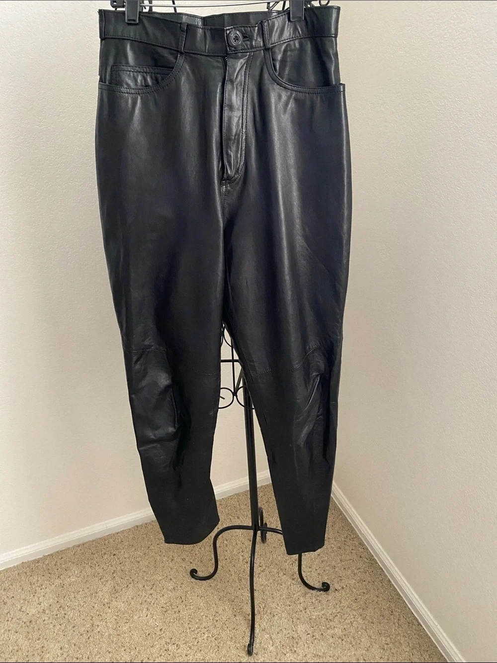 Wilson Black Slim Straight Leather Jeans